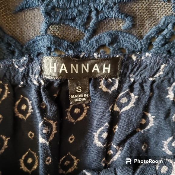 Womens Hannah Country Farm Flowy Peasant lace back Geometric blouse size S - Picture 5 of 6